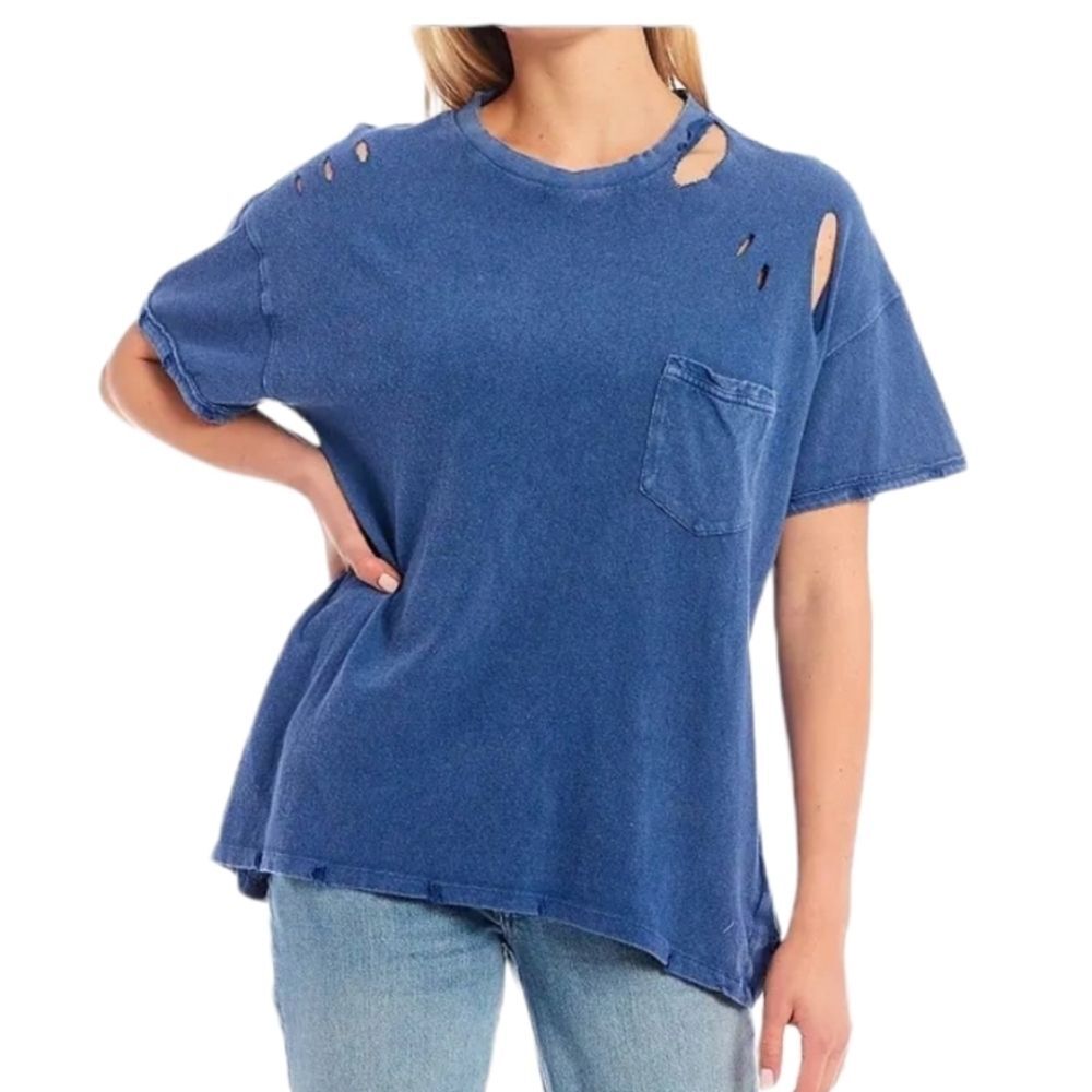 FREE‎ PEOPLE Rubi Ripped T shirt Sz XSMALL